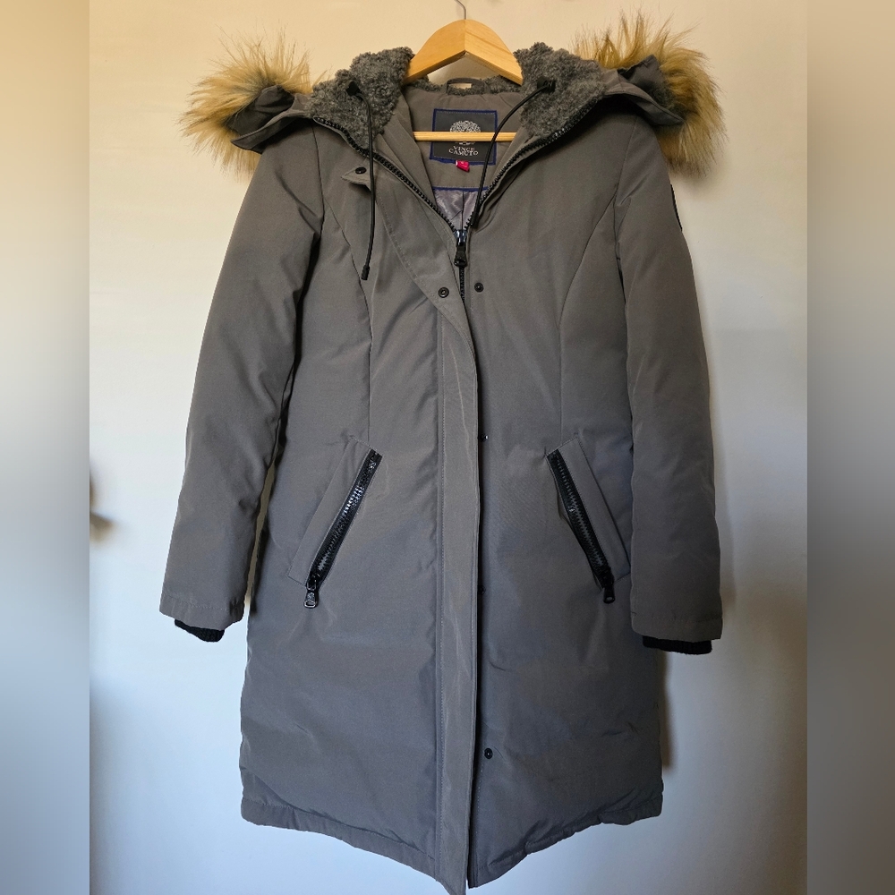 Vince CamutoFaux-Fur-Trim Hooded Down Parka Sz Small - Picture 4 of 7